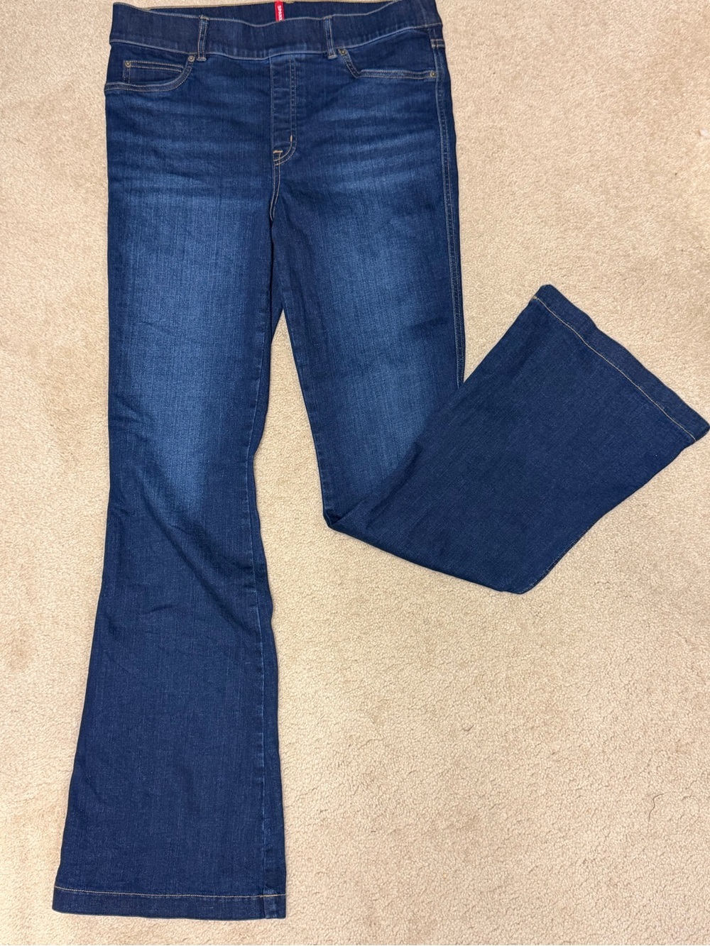 SPANX Flare Jeans Size Large High Rise Pull-On Stretch Denim 20327R